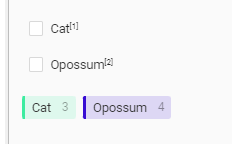 Screenshot of hotkeys next to labels